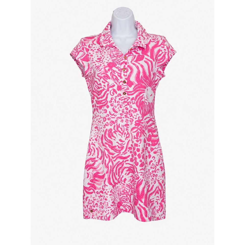 Lilly Pulitzer Rayna Get Spotted Pink Lion Mini Dress Size S Cut Out Back Preppy